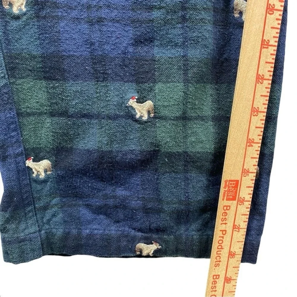 J Crew Mens XL Polar Bear Pajama Pants Plaid Flannel Christmas Embroidered